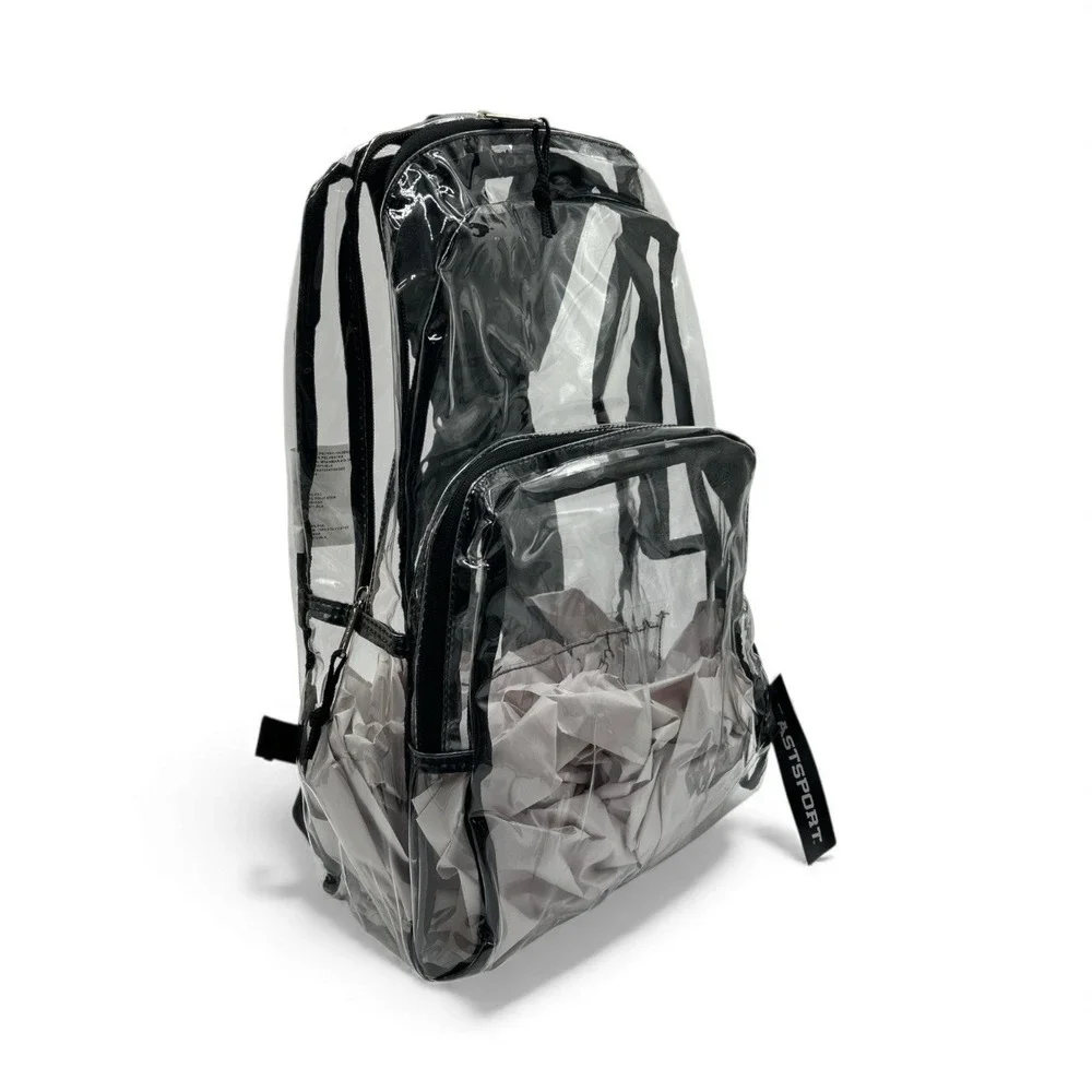 CLEAR BACKPACK Transparent PVC Heavy Duty School Stadium Book See Thru‎